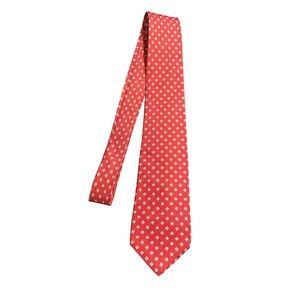 100% Italian Silk Necktie Classic Red Dot 3 in VTG Pauline Trigere Geometric Tie